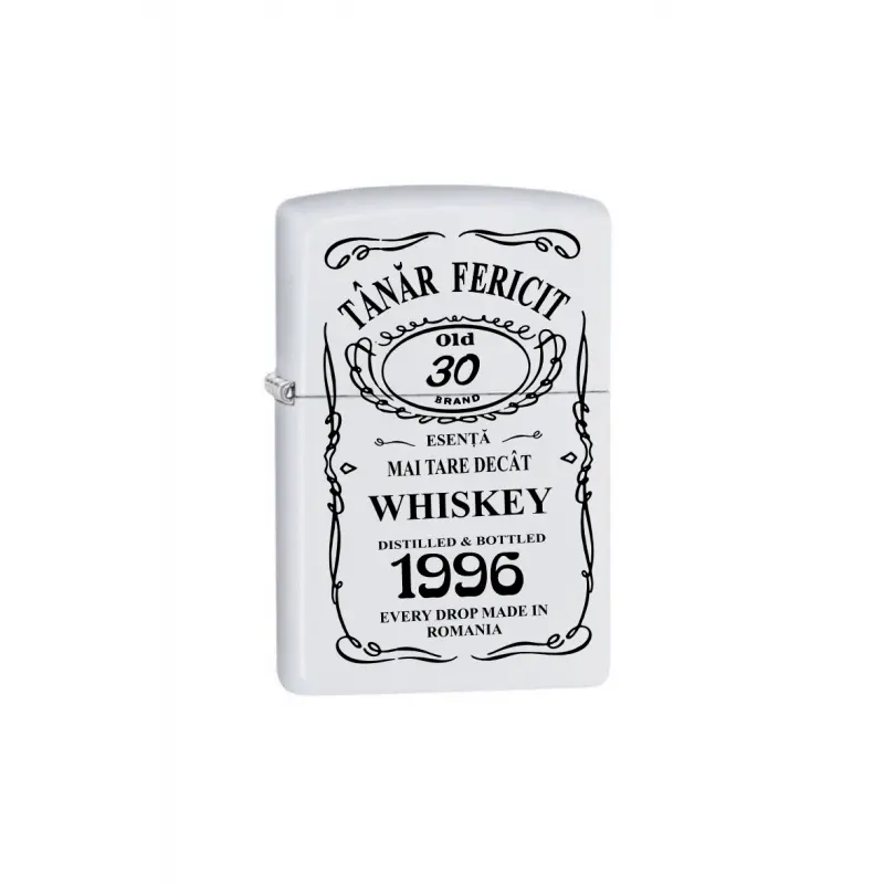 Tanar fericit 30, bricheta metalica gravata laser cu mesaj